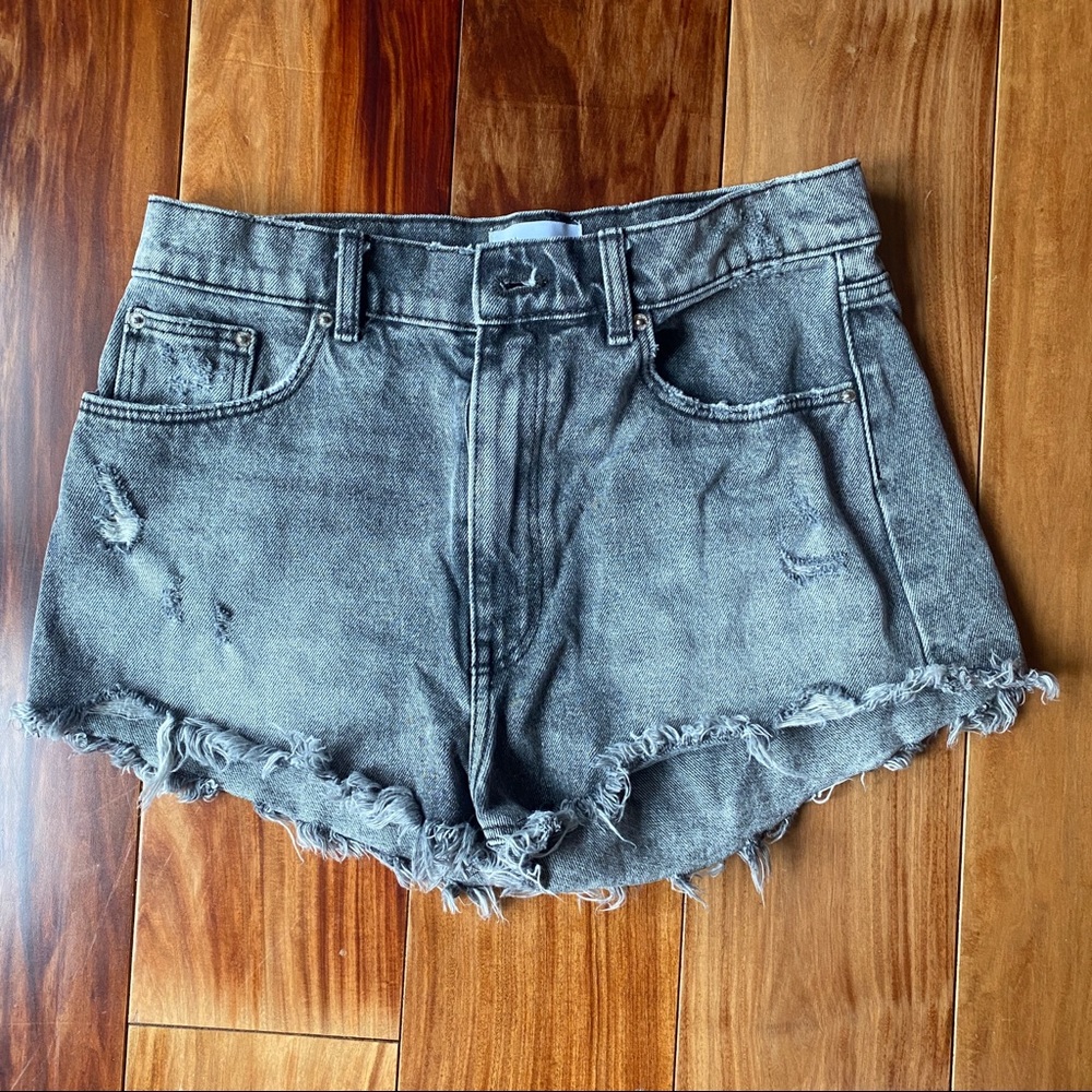 Distressed Zara Shorts, Grey, Size 6